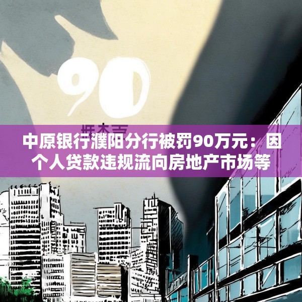 中原银行濮阳分行被罚90万元：因个人贷款违规流向房地产市场等