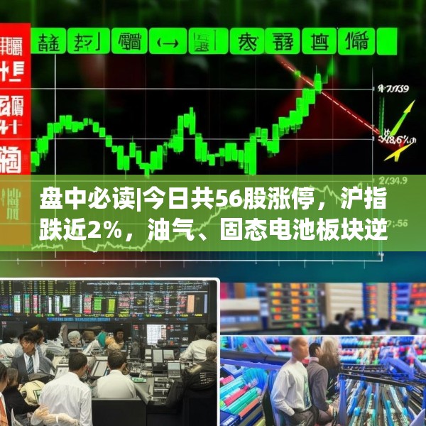 盘中必读|今日共56股涨停，沪指跌近2%，油气、固态电池板块逆势活跃